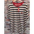 4 Hunnid Mens T-Shirt Large Multicolor Striped Short Sleeve Red Ringer NWT
