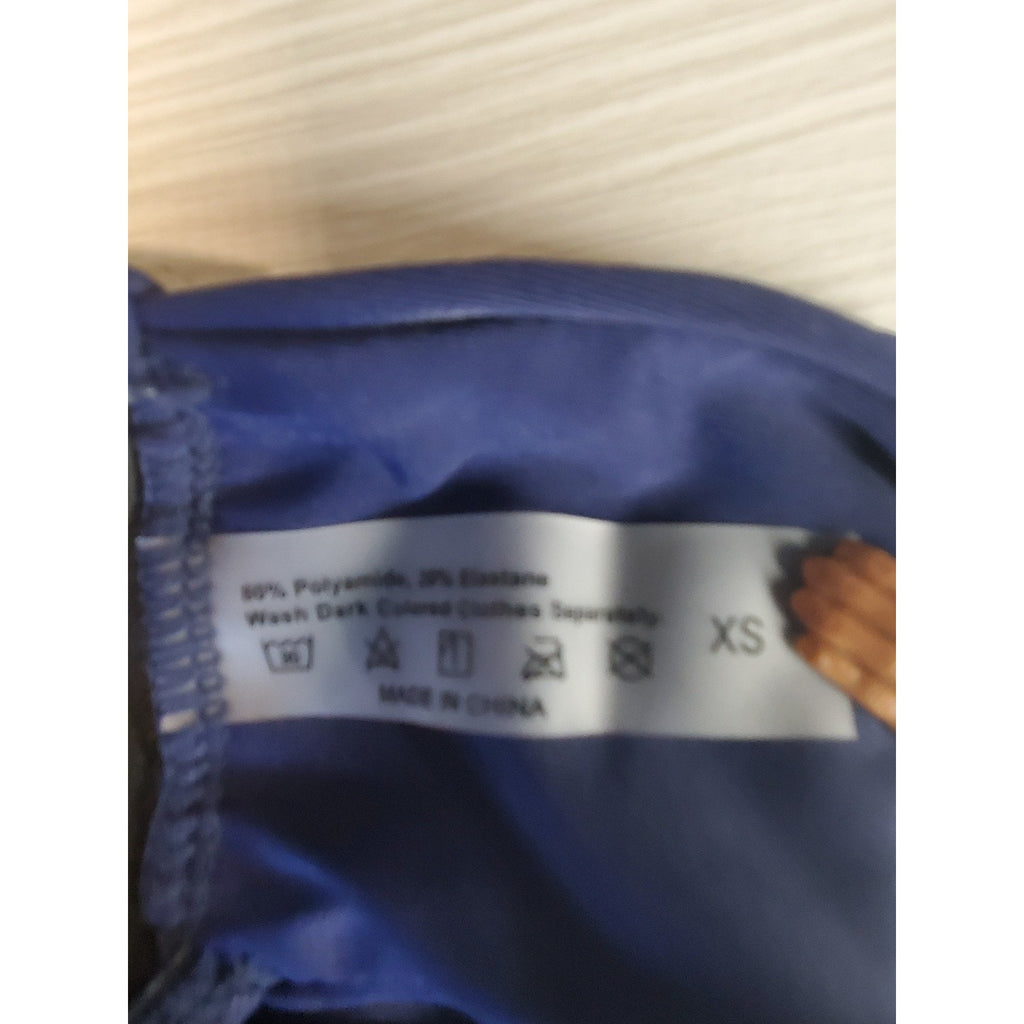 Womens Royal Blue High Waisted Ruched High Cut Bikini Bottoms XS Polyamide