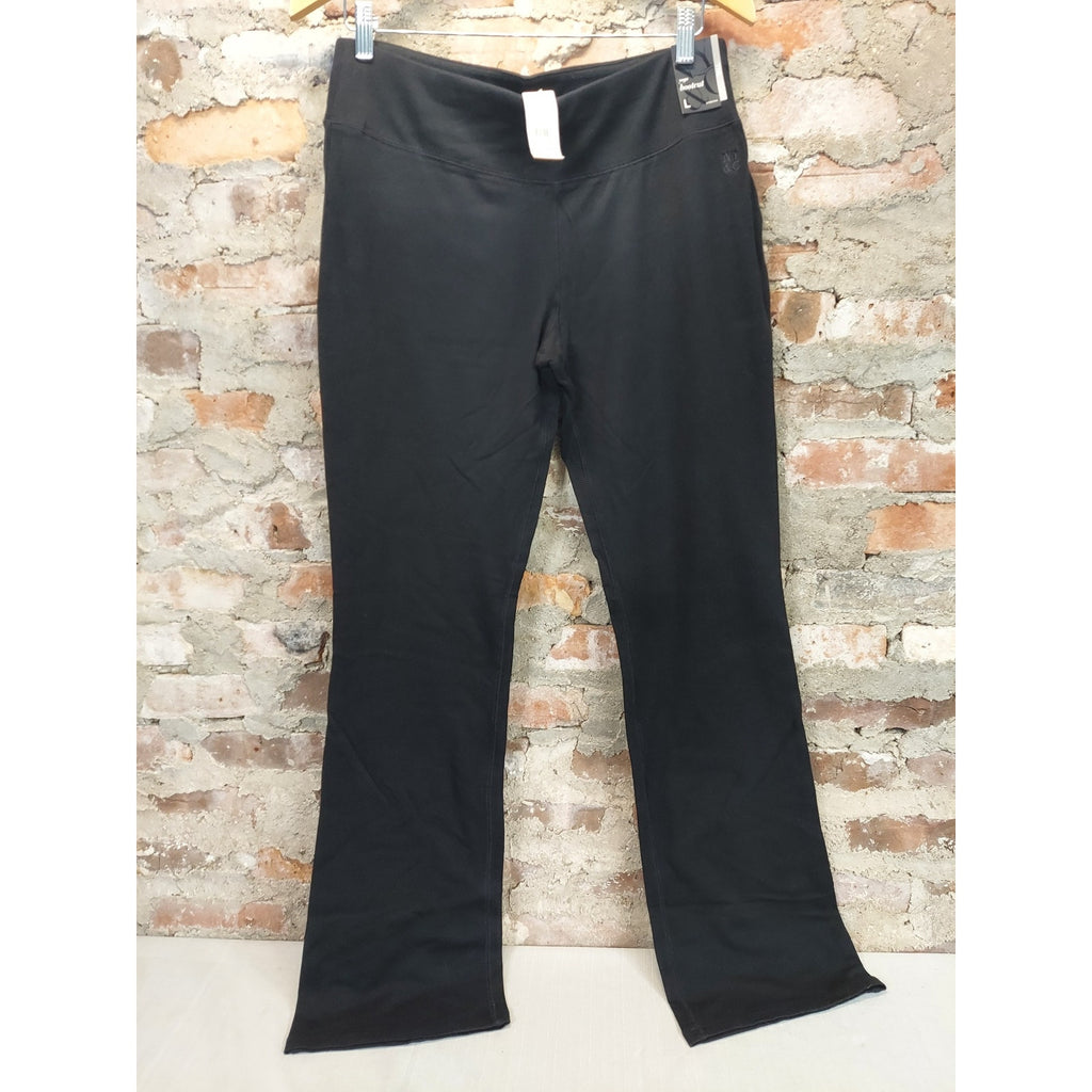 NY Co Womens Bootcut Leggings L Black NWT Stretch Yoga Activewear
