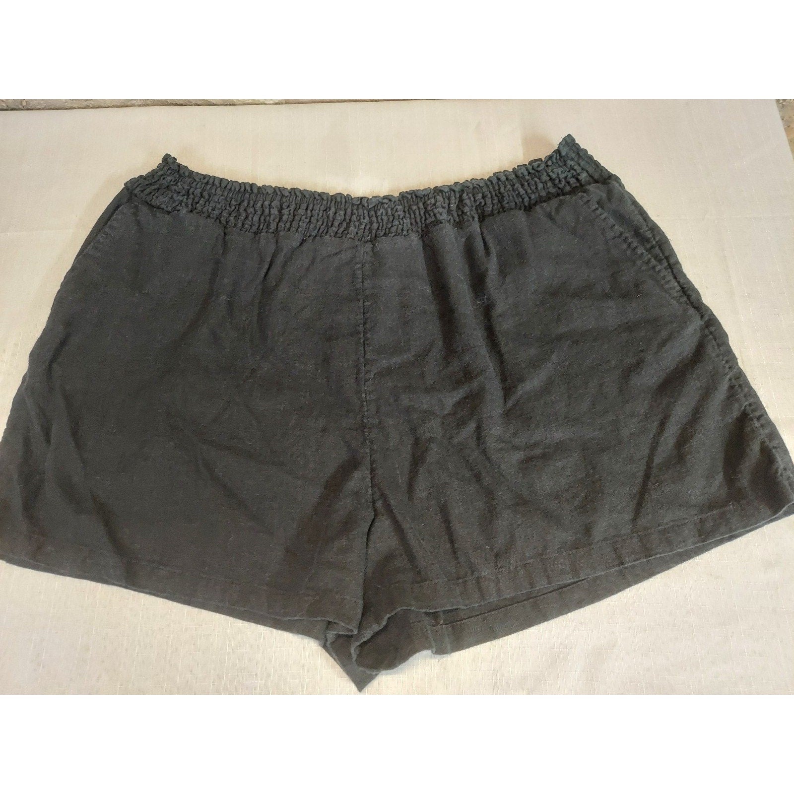 Universal Thread Womens Shorts XXL Black Linen Rayon Blend Elastic Waist Pull On